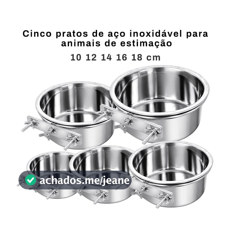 Comedouro Suspenso em Aço Inox para Pets – Tigela Fixada em Gaiola para Cães, Gatos e Pequenos Animais VITOR