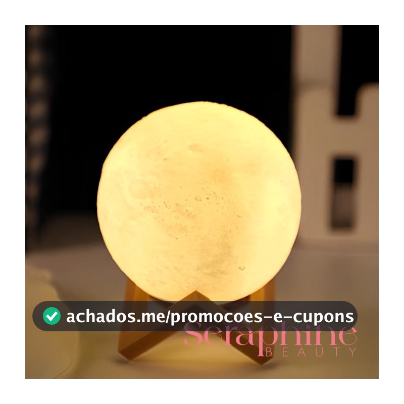 Luminaria Lua Cheia 3D de Mesa Presente de Natal com Suporte Led Decoração Luxuosa Brilhante