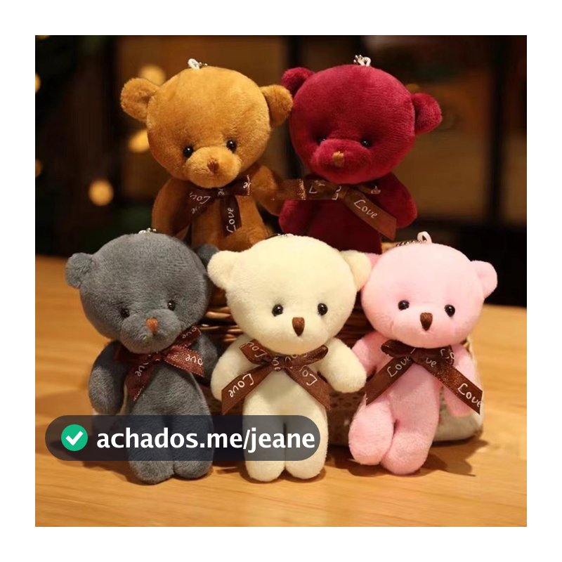 kit 12 Chaveiros com Pingente Ursinho Urso de Pelúcia Pequeno cor aleatorio