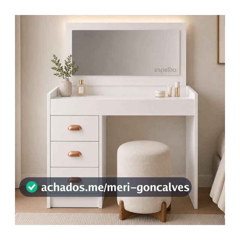 ENVIO FULL - Penteadeira Camarim Escrivaninha Moderna com Espelho e 3 Gavetas Bali