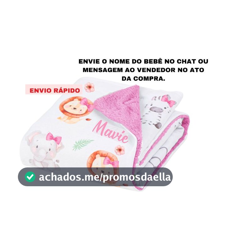 Manta Bebê Personalizada com o Nome do seu Bebê, (sem bolinhas) 70x80 cm.