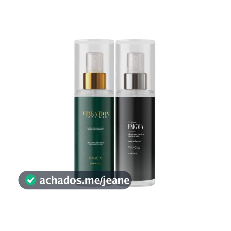 KIT BODY SPLASH MASCULINO VIBRATION + ENIGMA 200ML BY PRIMACIAL PERFUME CÍTRICO AROMÁTICO