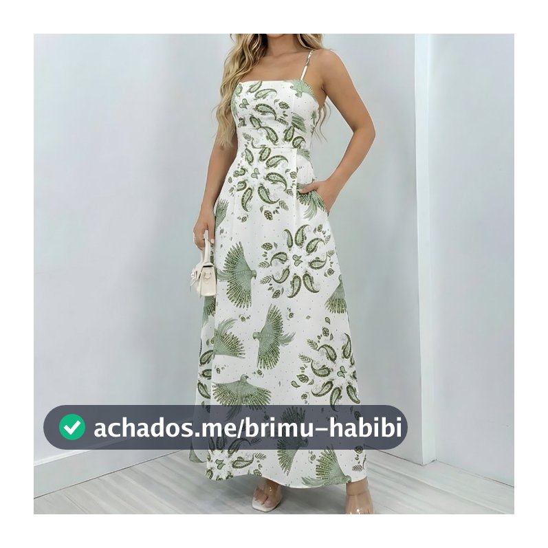 Vestido Longo Feminino Alcinha Fina Bojo Estampa Floral Tendência Verão