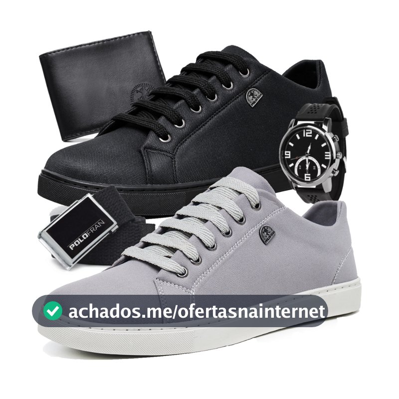 Kit 2 Tênis Masculino Polo Fran Sapatênis Básico Casual Com Carteira Cinto e Relógio London