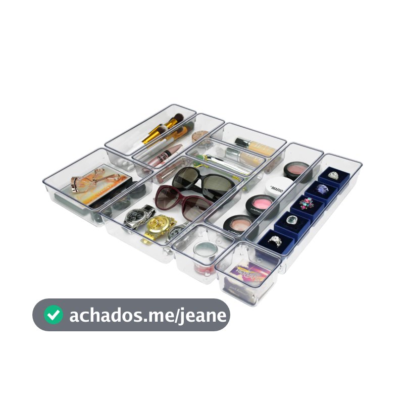 Acrimet Kit 10 Organizadores Multiuso Gaveta Acrílico Cristal Modular Empilhável - 979
