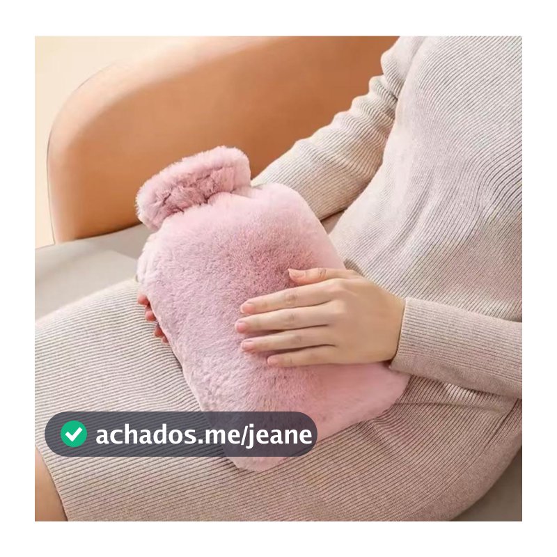 Bolsa compressa de água quente com capa de pelucia 1000ml para cólicas ou esquentar as mãos