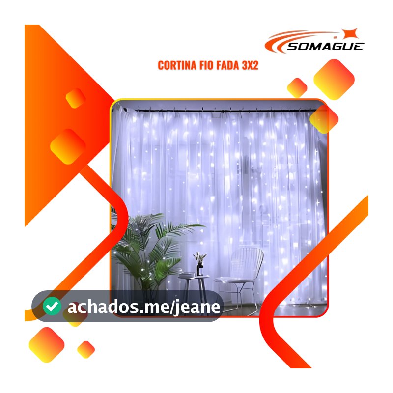 Cortina LED 3x2m USB com 8 funções 200 LEDs  Para Decoração Natal com Controle YL