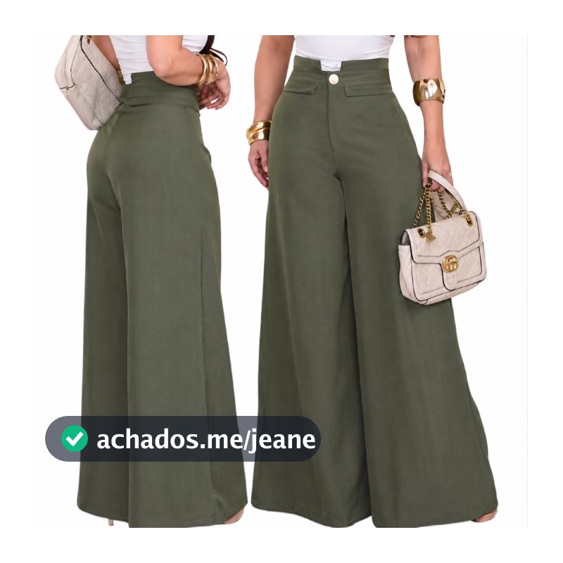 Calça Pantalona Moda Feminina Cintura Alta com Botão e Ziper Frontal Vista-se Com Elegância e Conforto
