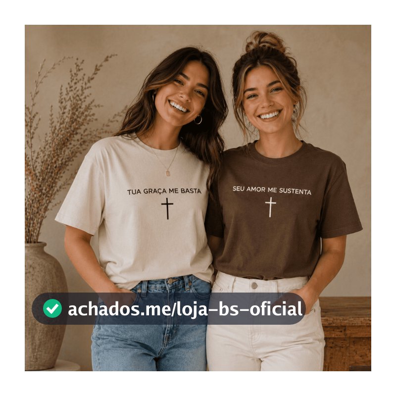 Kit 2 Camisetas Cristã Feminina – Tua Graça & Seu Amor | Igreja Casual 100% Algodão Moda Feminina