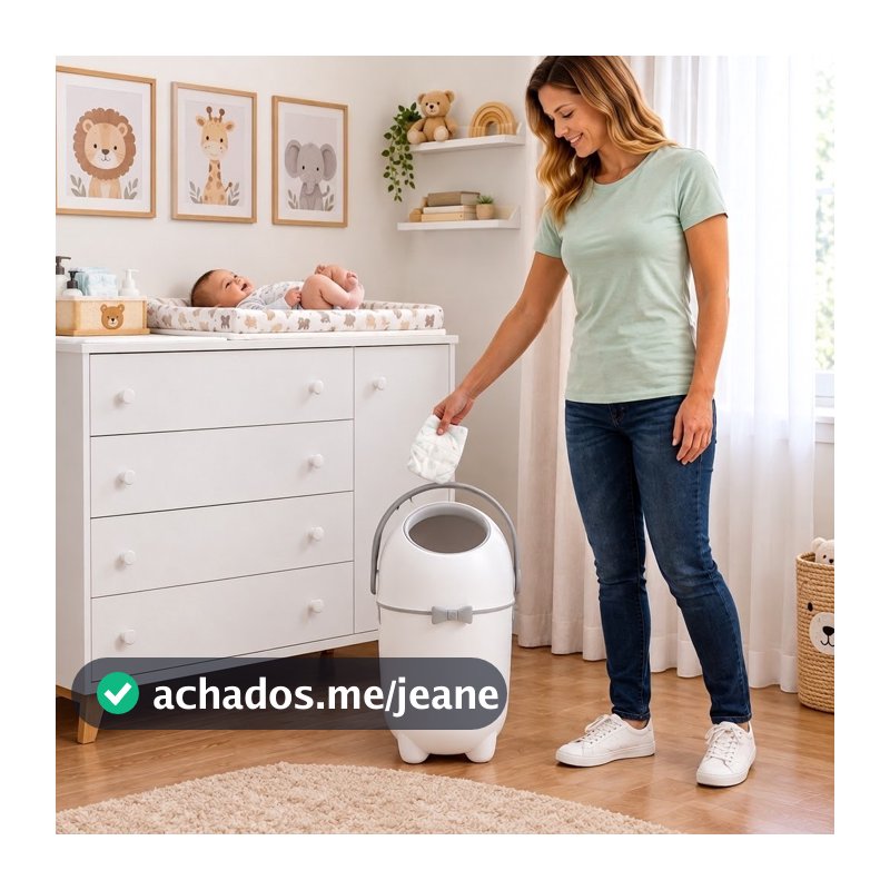 Lixeira Magica Antiodor Para Fraldas Pets Banheiro Qaurto Grande 10 Litros Branca IDEA