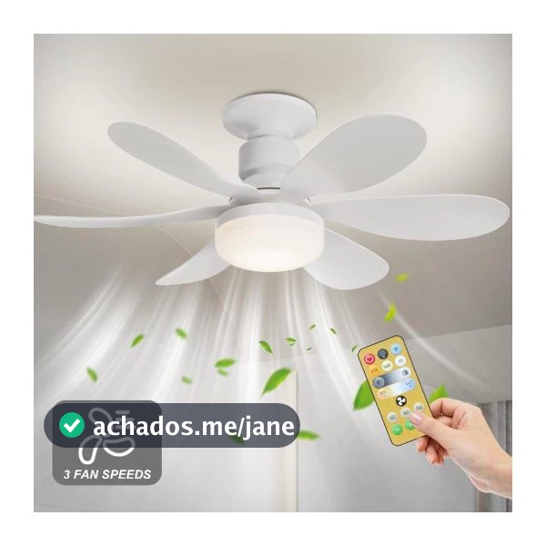 Ventilador De Teto Wind Light Silent Ponente Controle Remoto Lâmpada Led Silenciosa
