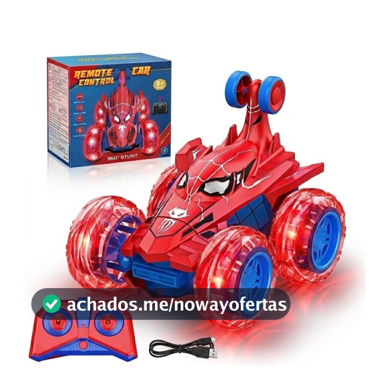 Carrinho de Controle Remoto Recarregável Acrobata 360 Luzes nas Rodas Brinquedo