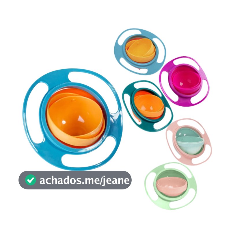 Pratinho Pote Bowl Prato Mágico Giratório 360° Infantil Não Cai Alimento Refeição