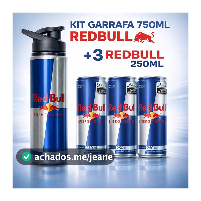 Kit Garrafa + 3 latas Red Bull Energético Energy Drink  250ml