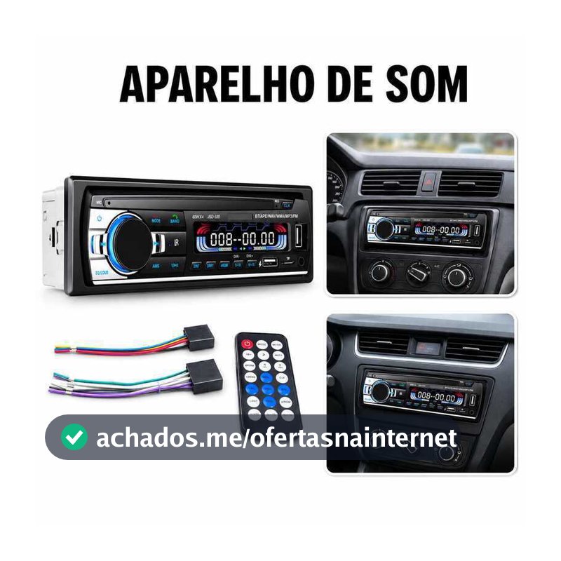 Aparelho De Som Automotivo Rádio 25W De Carro Bluetooth Pendrive SD Rádio Aux In Mp3 Player Multicolor Visor Led JSD-520