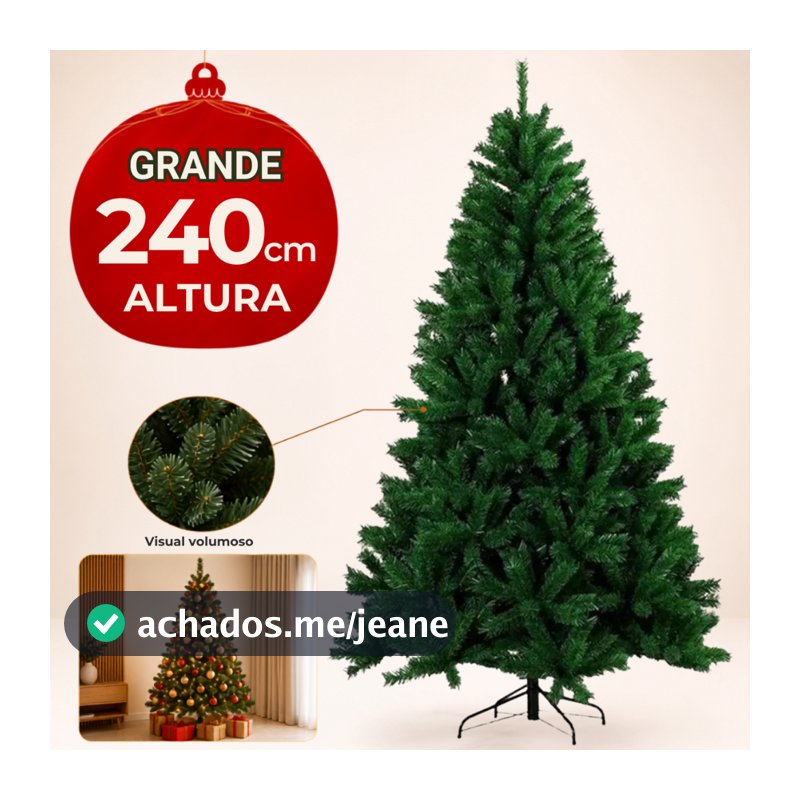 Árvore Natal Verde 2,4m 1121 Galhos Pinheirinho Luxo Tradicional Cheia Premium