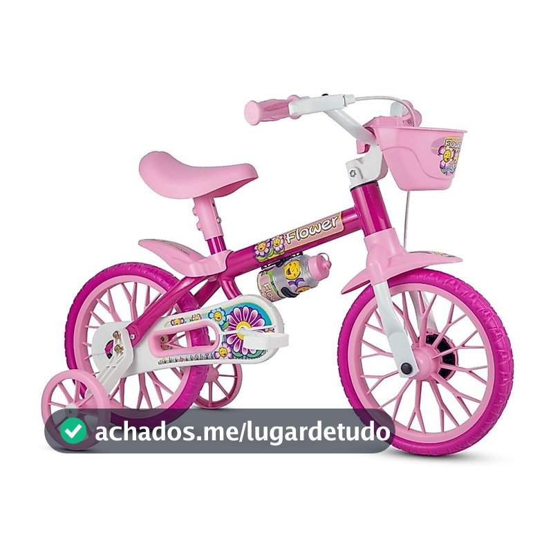 Bicicleta Infantil Aro 12 Freio Tambor 1 Marcha Cestinha Nathor C/ Rodinha Menina de 90cm a 1m