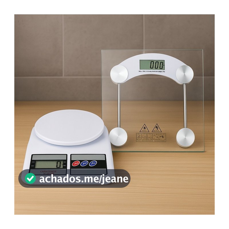 Kit Balança de Banheiro + Balança de Cozinha Pesar Alimentos Fitness Academia Verão Nutrição Saúde