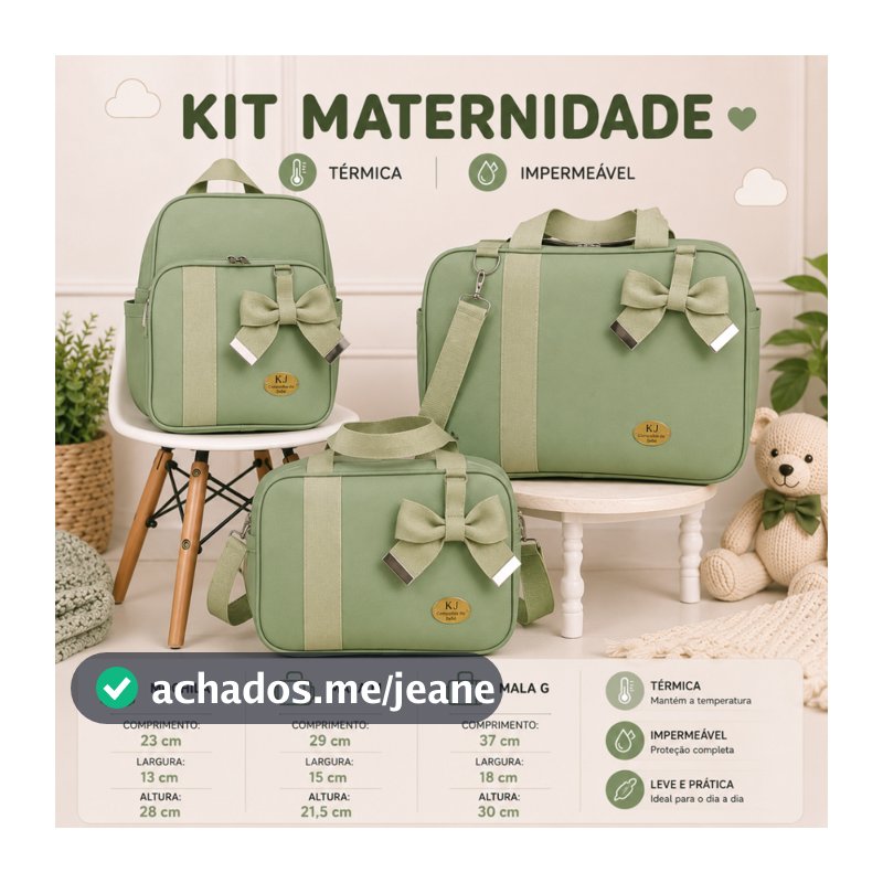 Kit Maternidade 3 peça Luxo com Mochila e l Térmico e Impermeável