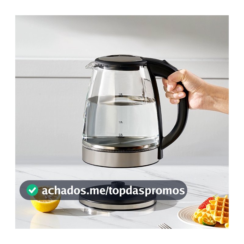Chaleira Elétrica de Vidro/Inoxidável,1.8L 127V/220V Tampa e Desligamento Automático