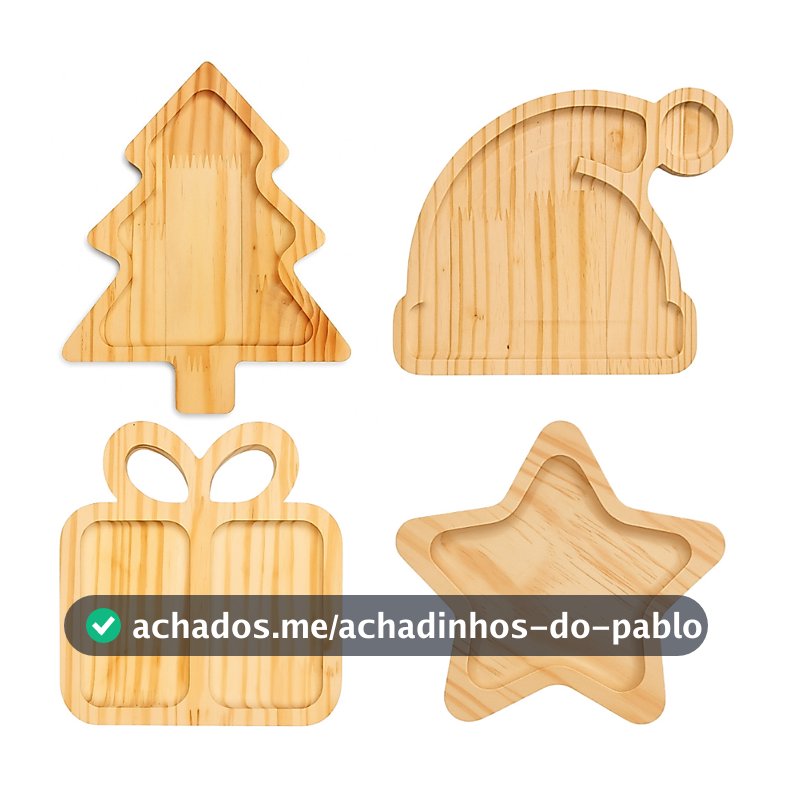 Kit Tábua Petisqueira Natal Para Decoração de Mesa Posta Natalina Pinheiro Estrela Gorro