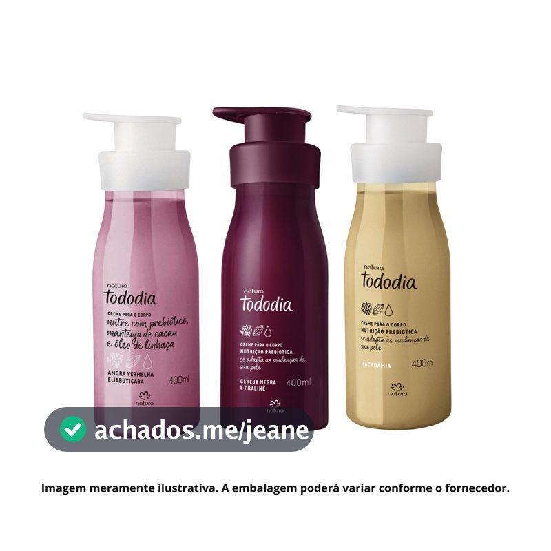 Kit com 3 Cremes Corporais Hidratantes Natura Tododia – 400ml Cada