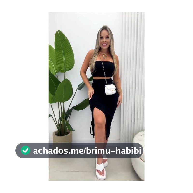 Conjunto Milena Midi Canelado Tendencia Moda Feminina  Blogueira Tomara que Caia + Saia Franzida Apenas de um Lado