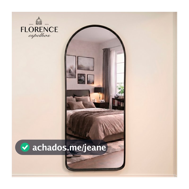 Espelho Verona Oval Base Reta Corpo Inteiro Com Moldura em Couro Premium 120x50 Sala Quarto