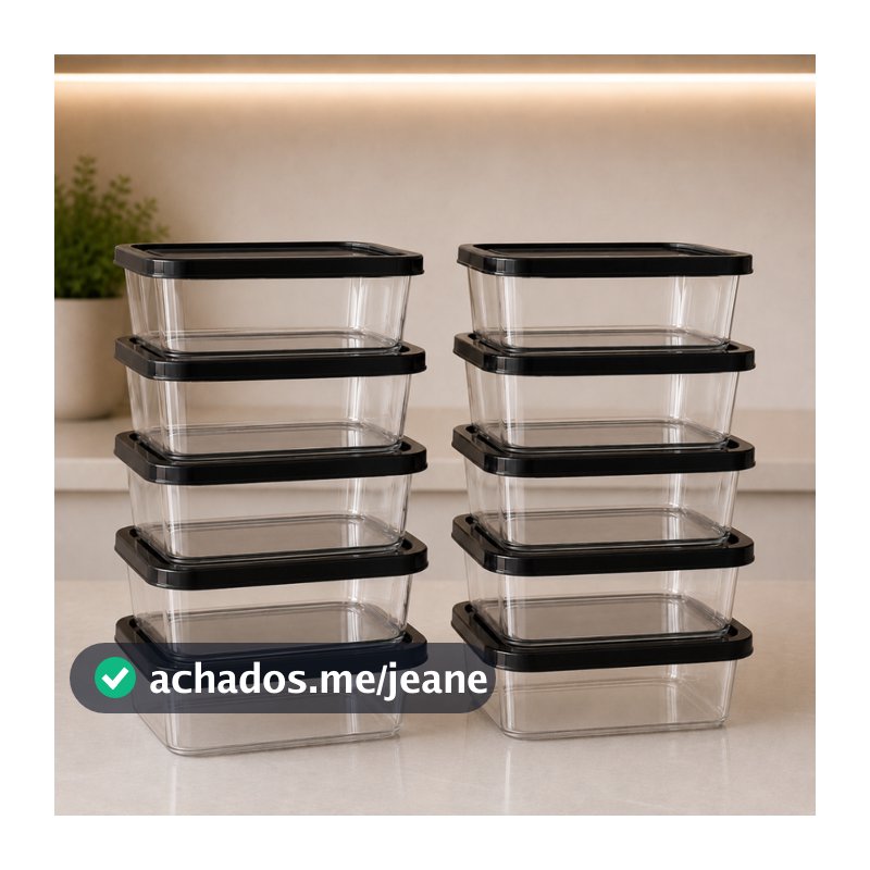 Kit 10 Marmitas Fitness 500ml Potes Reutilizável Transparente BPA Free Microondas Freezer Organizador