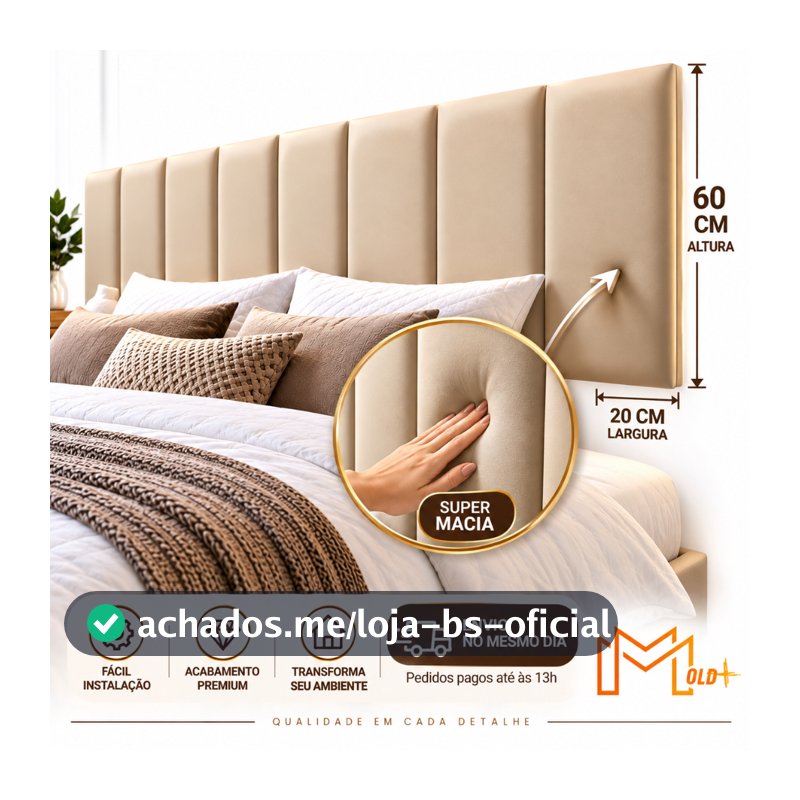 Kit Até 12 Peças Cabeceira Modular Estofada 60x20cm Adesiva Cama Box Solteiro Casal Queen King Envio Full