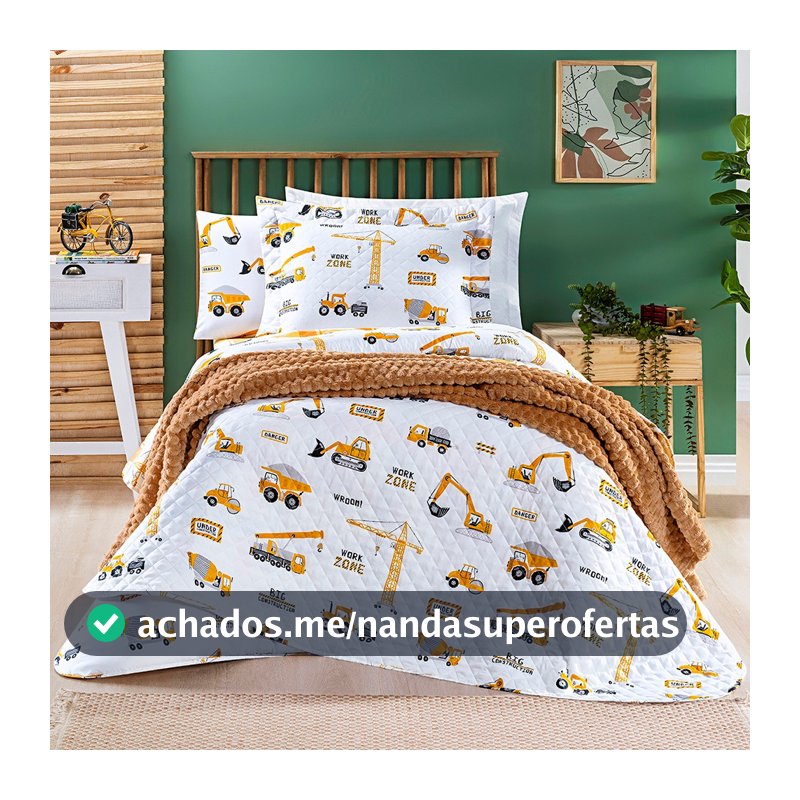 Kit Cobre Leito Infantil 5 Peças Solteiro Com Jogo de Cama Lençol Infantil Macio Anti-Alérgico