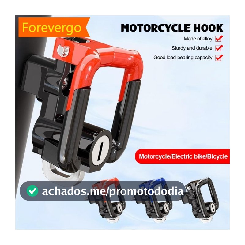 forevergo Universal Motocicleta Capacete Bloqueio Moto Scooter Gancho Anti-Roubo De Segurança Pendurado Cabide Com Duas