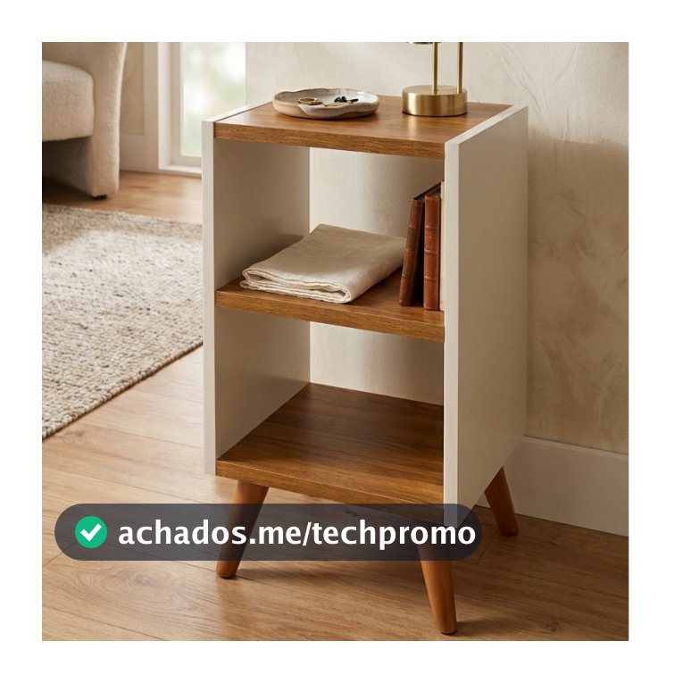 Mesa de Cabeceira Criado Mudo Retrô Com Nichos Compacta Mesa Lateral para Quarto Sala Escritório Pés Modernos