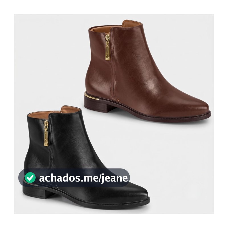 Bota Feminina Vizzano Napa Genebra Cano Baixo Detalhe Dourado