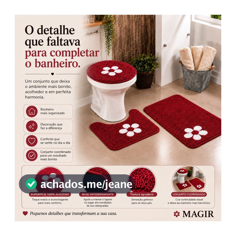 Kit 3 Peças Jogo de Tapete Para Banheiro 100% Algodão  Antiderrapante Macio Felpudo Peludo Premium