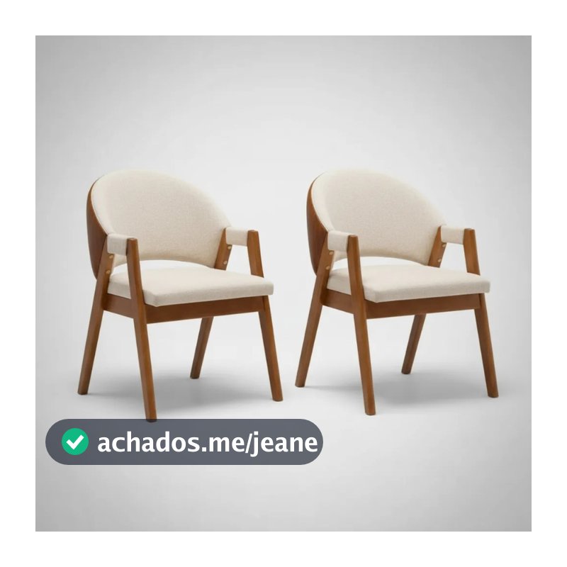 Kit 2 Poltronas Cadeira Marina em Linho e Corino para sala de estar Conforto, Ergonomia