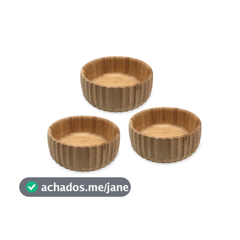 Kit 3 Bowls Canelados de Bambu Médio - Oikos