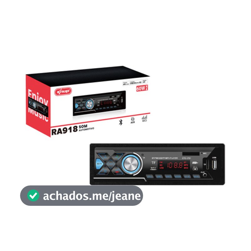 Rádio Automotivo Bluetooth KP-RA918 MP3 Som FM LED Backlight