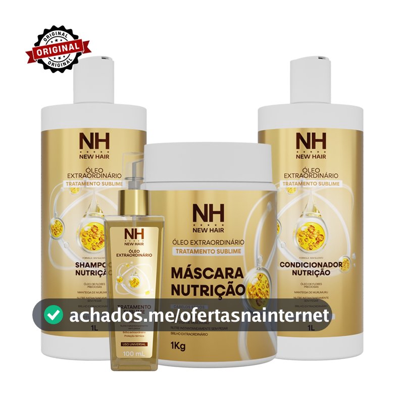 Kit Capilar Óleo Extraordinário NEW HAIR Profissional 1L Salão + Óleo Extraordinário 100ml NEW HAIR