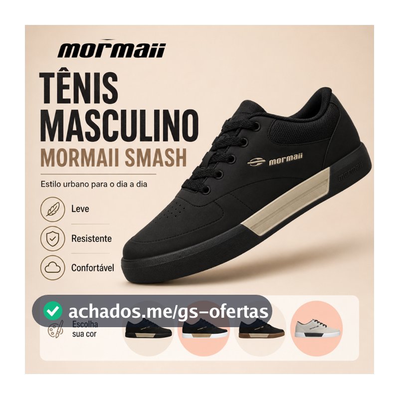 Tênis Masculino Mormaii Smash Estilo Urbano Leve Resistente Uso Diário