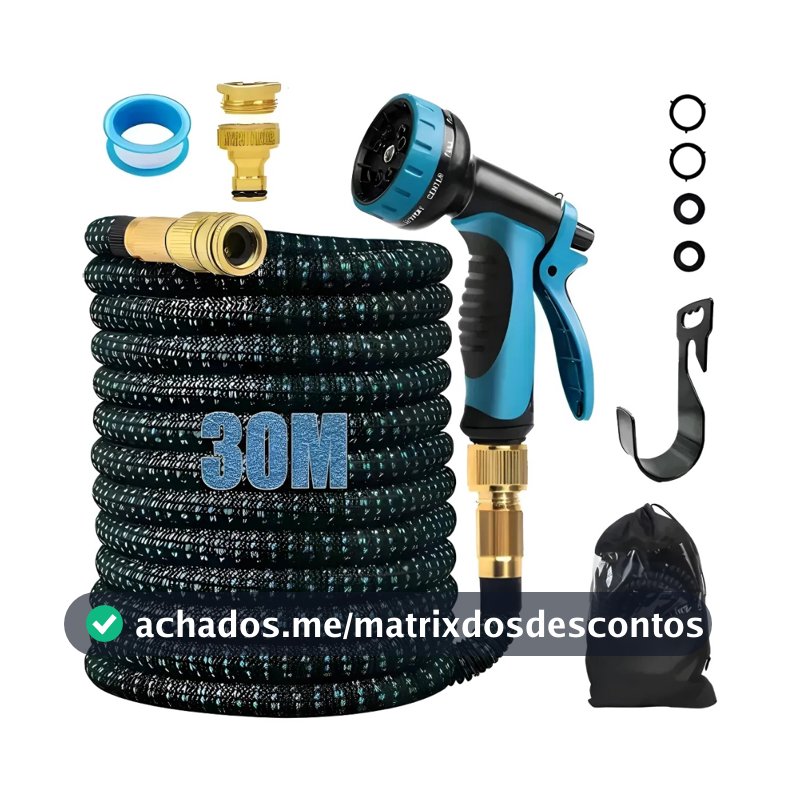 Mangueira Jardim 30m Irrigação Retrátil Flexível Reforçada