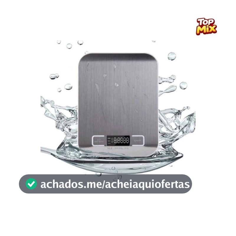 Balança de Cozinha Digital 10kg em Inox Alta Precisão 1g Dieta Fit com Tara LCD Pilhas Inclusas