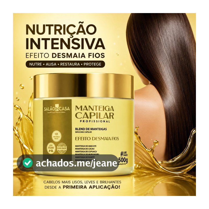 MANTEIGA CAPILAR NUTRITIVA PROFISSIONAL | NUTRIÇÃO INTENSIVA E UMECTAÇÃO | SALÃO IN CASA
