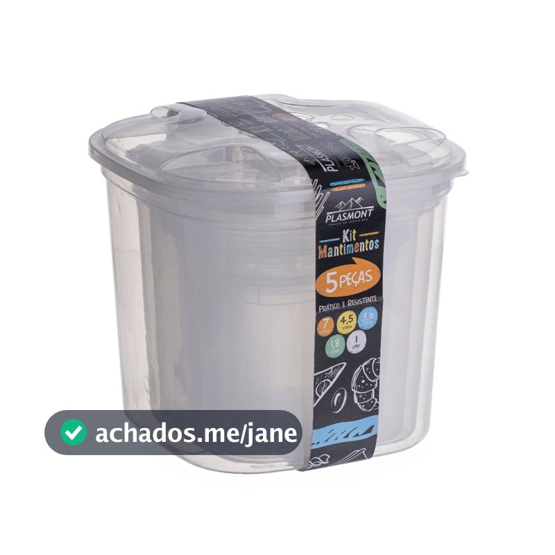 Kit Mantimento Conjunto 5 Potes Com Tampa BPA FREE Organizador De Alimentos Pote Hermético