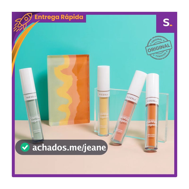 Corretivo Líquido Matte - Camuflagem Verde, Amarelo, Salmão e Laranja - Vizzela