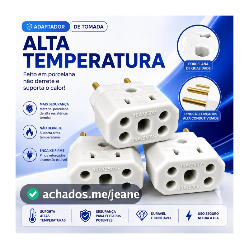 Tomada Adaptadora BOB Porcelana Reforçada – (Não Derrete) ideal para instalações elétricas com alta temperatura