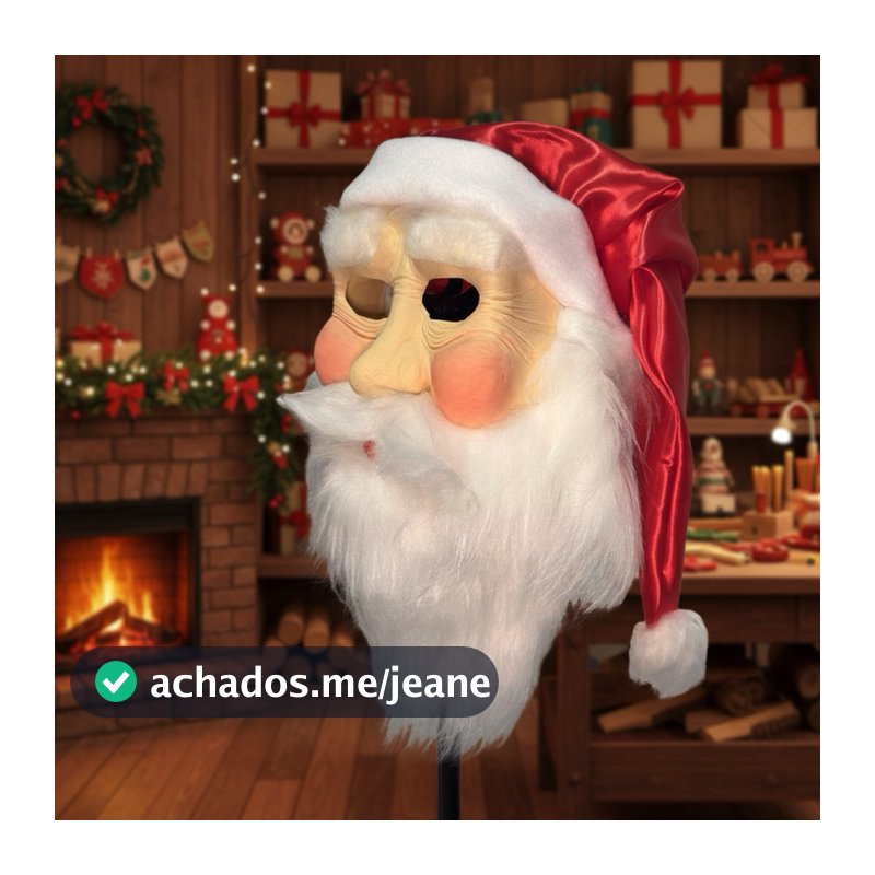 Máscara Papai Noel De Látex  Com Peruca De Barba-Fantasia Macia De Natal