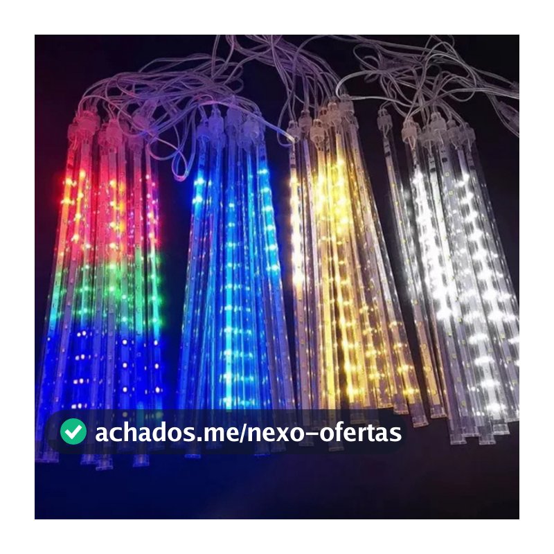 Cascata Meteoro LED Snowfall | 8 Tubos Chuva de Luz | Natal Colorido