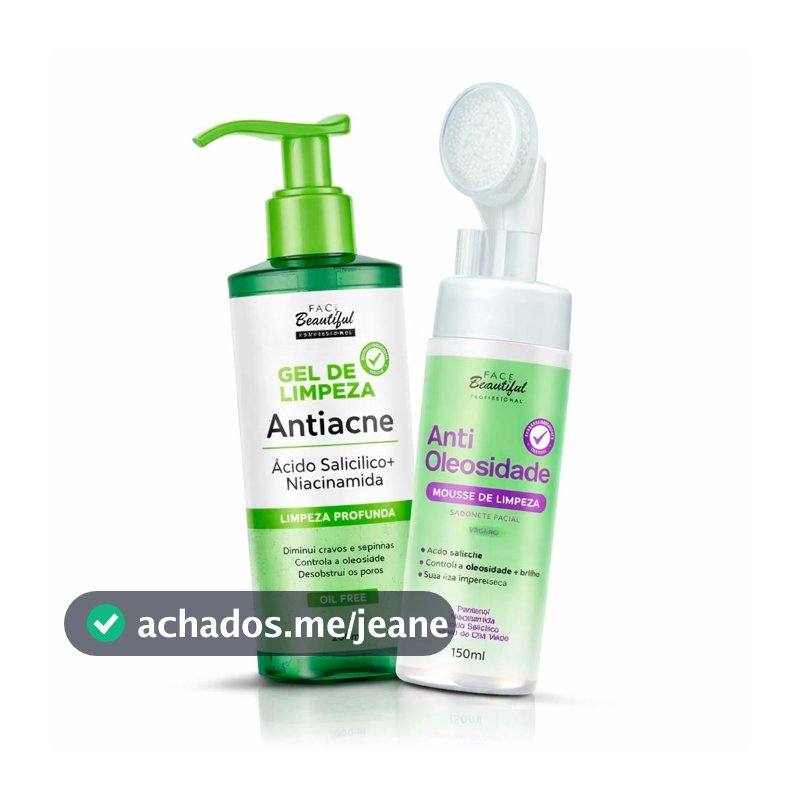 Kit Limpeza Profunda Gel de Limpeza Antiacne Ácido Salicíco Mousse Antioleosidade Face Beautiful