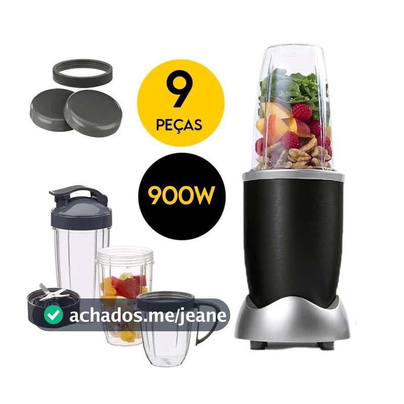 Liquidificador Portátil 900W Extrator de Suco 9 Peças 110V e 220V Personal Blender Envio Imediato